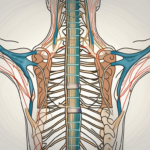 The lumbar region of the human spine with the sympathetic nerves highlighted