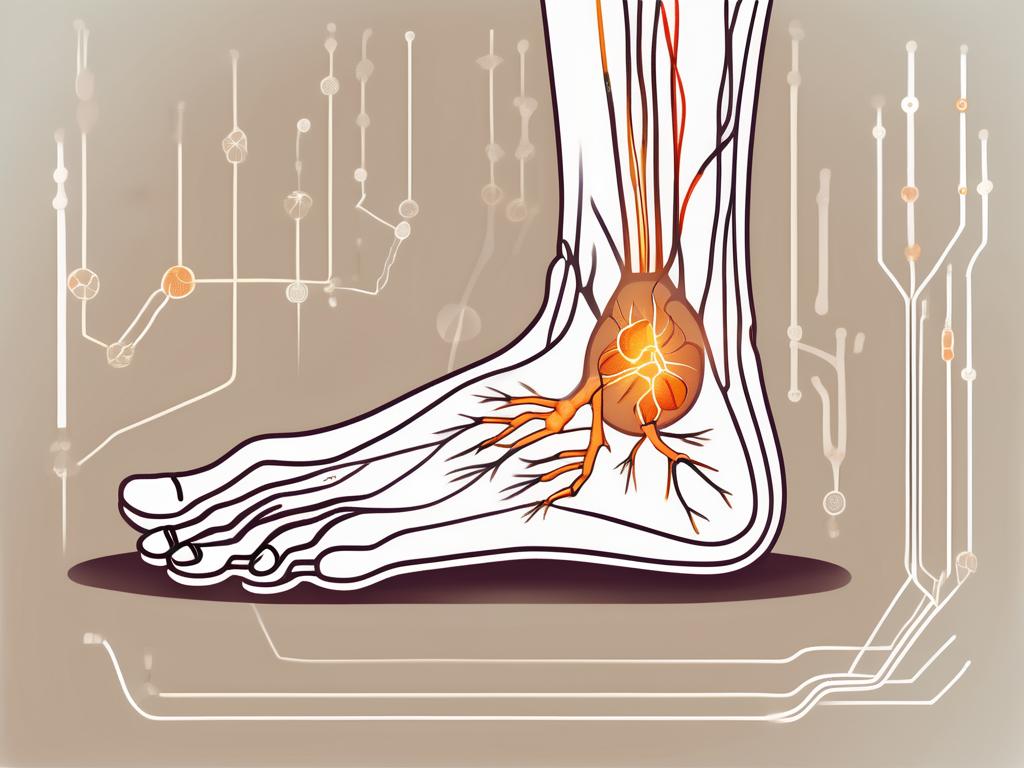 A foot with highlighted nerves