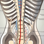 The human spinal column focusing on the lumbar region