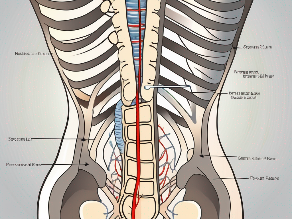 The human spinal column focusing on the lumbar region