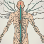 A human nervous system highlighting the sympathetic nerves