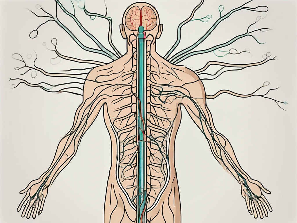 A human nervous system highlighting the sympathetic nerves