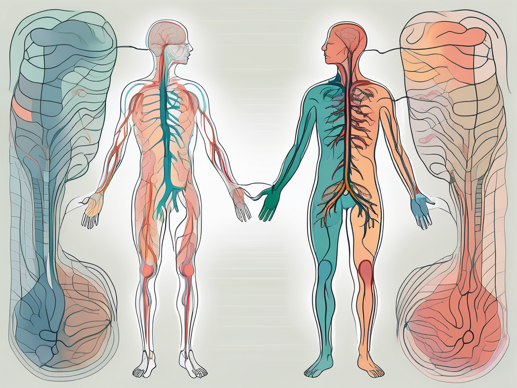 The central nervous system highlighting the sympathetic and parasympathetic divisions