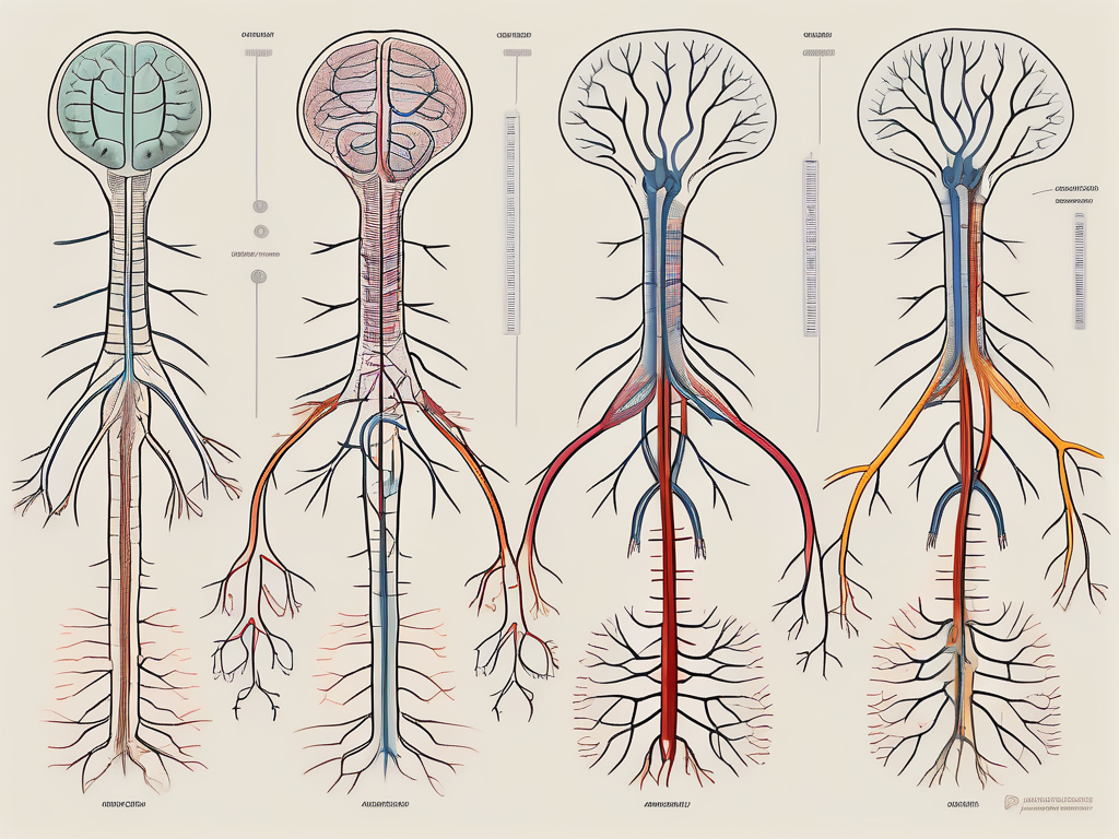 The sympathetic nervous system highlighting key components such as the spinal cord