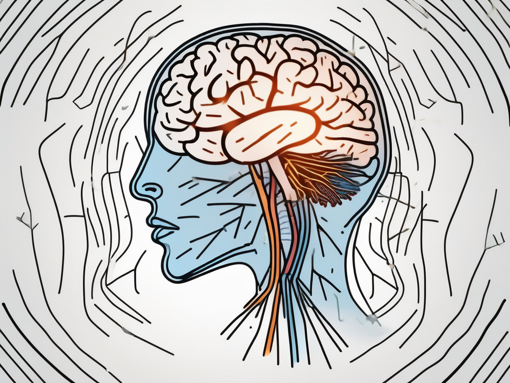 A brain with highlighted areas affected by migraine