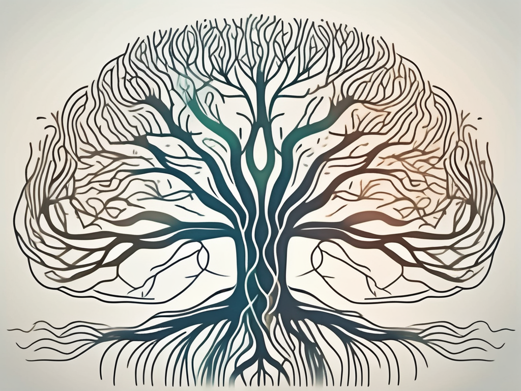 A stylized evolutionary tree that branches out into various animal nervous systems