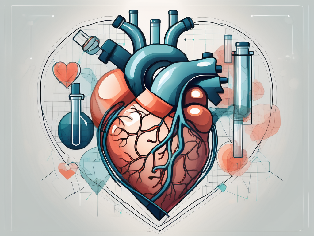 A human heart intertwined with elements symbolizing research