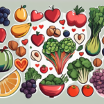 A variety of heart-shaped foods such as fruits